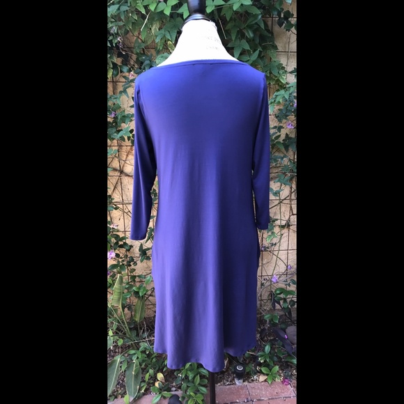 Eileen Fisher EUC Super Soft Cobalt Blue Dress w/ Pockets Sz. M - Picture 2 of 7